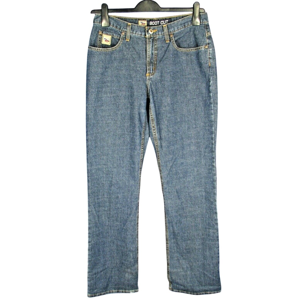 VTG CRUEL GIRL Western STONEWASH JEANS Stretch BOOTCUT Stretch 11 LONG, 28"Waist